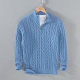 Baumwolle - herren-pullover mit halbem reibverschluss – Blau