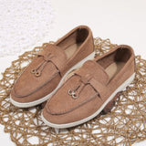 Damen nan bequeme Slip-On Loafer mit dekorativem Quastenbesatz und ergonomischer Gummisohle Drune – Kaffebraun