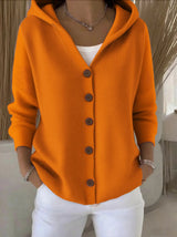 Damen nan Kapuzen-Cardigan mit Knopfleiste und lässiger Oversize-Passform Drune – Orange