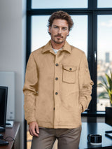 Herren elegante Wolljacke mit praktischen Taschen Aliams – Khaki