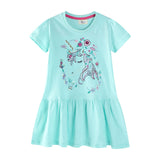 Mädchen Kurzarm Freizeitkleid mit bezauberndem Einhorn-Design Drune – Braun