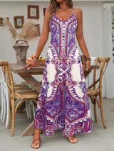 Zara | Damen Maxi-Kleid Träger Mandala-Druck Boho Sommer – Lila