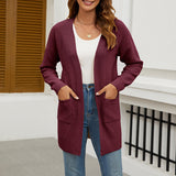 HANAE –  Long-cardigan mit retro-flair – Weinrot