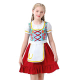 Damen nan traditionelles Dirndlkleid für Kinder mit Schürze und floraler Stickerei Drune – Gemustert (bunt)