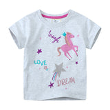 Mädchen T-Shirt mit buntem Einhorn-Design und inspirierendem Schriftzug Drune – Oliv