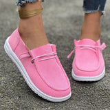 Damen nan lässige Slip-On Sneaker-Halbschuhe mit geripptem Textilobermaterial und elastischer Schnürung Drune – Rosa