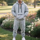 Herren nan utilitaristisches Kapuzenpullover und Cargo-Jogginghose Set Drune – Hellgrau