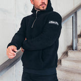 Herren kuscheliger Fleece-Pullover mit praktischem Kängurutasche Aliams – Schwarz