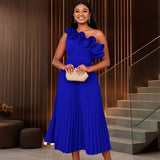 Adi™ - Couture Asymmetrisches Ein-Schulter-Abendkleid – Dunkelblau