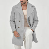 Herren eleganter Doppeltknopf-Mantel Aliams – Hellgrau