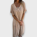 Tirelle – Luftiges Kleid mit V-Ausschnitt – Beige