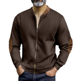 Herren sportliche Bomberjacke mit modernen Lederakzenten Aliams – Braun