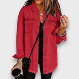 Karela – Klassische Jeansjacke – Rot