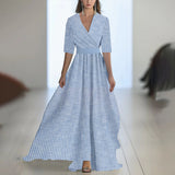 Fenina - Langärmeliges Maxikleid aus geblümtem Chiffon – Hellblau