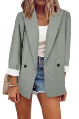 Damen nan legerer Oversize Blazer mit dreiviertelärmeln und kontrastmanschetten Drune – Hellgrau