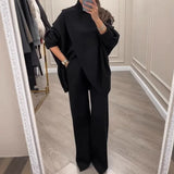 Åsa™ - Oversized-Pullover und -Hosen für Damen – Schwarz