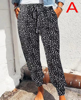 Damen nan lässige Leoparden-Print Jogginghose mit Tunnelzug, Eingrifftaschen und elastischen Bündchen Drune – A