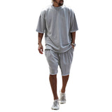 Herren lässiges Premium Freizeit-Set mit Oversized T-Shirt und lockeren Shorts Aliams – Hellgrau