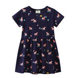 Mädchen Kurzarm Kleid mit verspieltem Einhorn-Motiv Drune – Blau