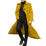 Herren eleganter Trenchcoat mit modernem Schnitt Aliams – Gelb