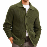 Herren Strickjacke mit großflächiger Rippstruktur und praktischen Taschen Aliams – Olivgrün