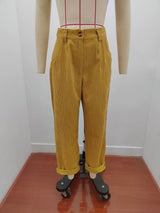 Damen nan weiche weite Cordhose mit hoher Taille, Bundfalten und umgeschlagenem Saum Drune – Originalfotos, große Stückzahl vorrätig