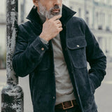 Herren modische Wildlederjacke mit praktischen Taschen Aliams – Dunkelblau