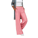 Damen nan weite Leinenmix-Hose mit hohem elastischen Bund und aufgesetzten Seitentaschen Drune – Rosa