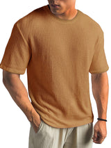 Kasper Strukturiertes Kurzarmshirt – Braun
