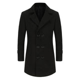 Herren eleganter doppelter Knopfmantel Aliams – Schwarz