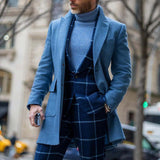 Herren eleganter Wollmantel mit modernen Details Aliams – Blau
