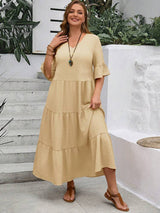 Avelisse - Anmutiges Fließendes Kleid – Beige