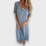 Tirelle – Luftiges Kleid mit V-Ausschnitt – Grau