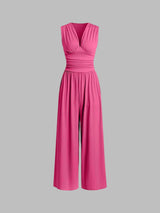 CHARITY – Stilvoller ärmelloser Jumpsuit mit weitem Bein – Rosarot