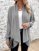 Leah™ - Rippstrick Drape Cardigan – Grau
