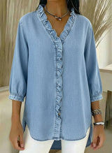 Bilma™ – Elegante Bluse mit Rüschendetails – Hellblau