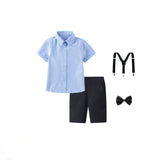 Damen festliches Hemd und Shorts Set mit Hosenträgern Drune – Blau