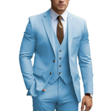 Eleganter Slim Fit Hochzeitsgastanzug für Herren | Jacke, Weste und Hose – Himmelblau