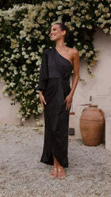 Beric | Satin-Maxi-Kleid – Schwarz