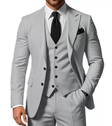 Herren Slim Fit 3-Dreiteiler Satz | Hochzeitsgast Anzug – Grau