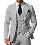 Herren Anzug | dreiteiliges Set mit Jacke Weste und Hose – Grau