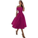 Dearbhla  | Fashion Casual Trägerloses Satin Partykleid – Rosenrot