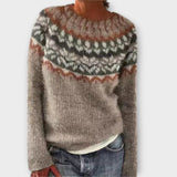 Zaza | Stilvoller Vintage-Strickpullover für Damen – Braun