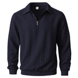 Martin | Polo Quarter Zip aus elegantem Strick – Marineblau
