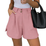Kurze Hose mit hoher Taille und weitem Schnitt für Frauen | Ideal für den Sommer – Rosa