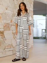 Rieke | Schickes zweiteiliges bedrucktes Co-Ord Set – Weiß