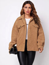 Damenjacke | Jackenform mit Kragen und Taschenanordnung – Braun