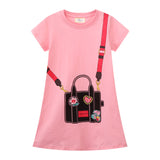 Mädchen T-Shirt Kleid mit kreativem Taschenmotiv Drune – Dunkelblau