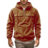 Herren Fleece-Hoodie mit praktischen Taschen Aliams – Hellbraun