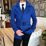 Herren eleganter Melton-Mantel mit stilvollem Gürtel Aliams – Königsblau